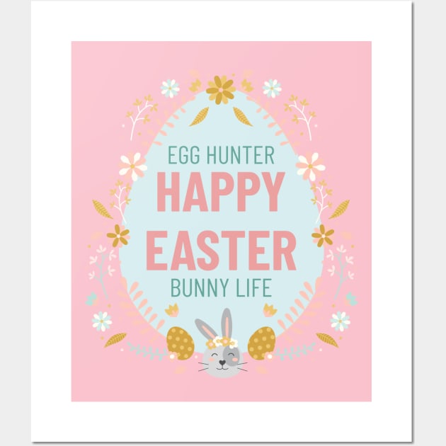 Easter Egg Hunt Happy Easter Bunny Rabbit Cute Wall Art by Tip Top Tee's